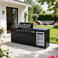 Îlot de barbecue haute performance en acier inoxydable SUS304 résistant aux intempéries avec cuisine extérieure modulaire professionnelle en CAD