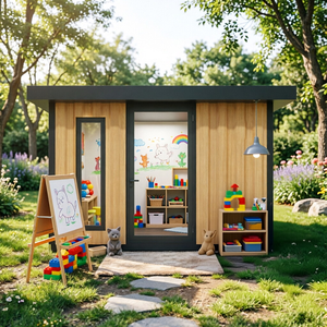 Cabane de jardin pour enfant préfabriquée, espace de jeu sécurisé, matériaux durables, installation rapide, utilisation en extérieur - Product Image 5
