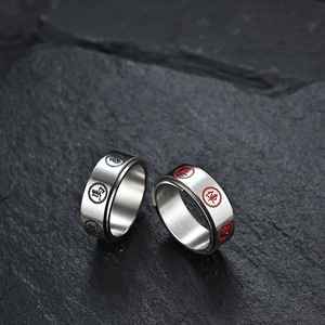 Chinese Style Chess <b>Titanium</b> Steel Rotating <b>Ring</b> <b>Black</b> General Red Commander Index Finger <b>Ring</b> Gift for Competitions - Product Image 3