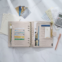 Carnet de notes A5 personnalisé à 6 anneaux en cuir PU grain crocodile avec pochette zippée pour le bureau