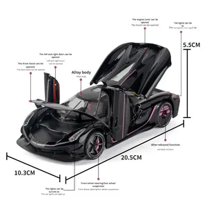 1:24 para <span class=keywords><strong>Koenigsegg</strong></span> Jesko, modelo de coche deportivo, adorno de aleación simulada, juguete de plástico, venta al por mayor, Dropshipping para tiendas físicas - Product Image 3