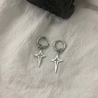 Boucles d'oreilles pendantes étoile croisée de luxe, style coréen minimaliste, tendance, anti-chute, pour hommes et femmes, bijoux d'oreille quotidiens