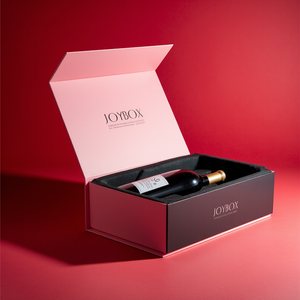 JoyBox Luxury Single Bottle Wine Champagne Foldable Magnetic <b>Glass</b> Set Custom Matt Red Factory Art Cardboard Gift Soda Tequila - Product Image 2