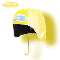 Parapluie de chapeau à double usage ensoleillé et pluvieux de style casque Parapluie droit à revêtement noir UV Parapluie multicolore pour enfants Angel-baby