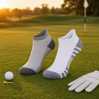 Chaussettes de golf respirantes et écologiques avec talon et bout rembourrés, couture en Y, bande de soutien de la voûte plantaire, motif tricoté, revers automne, antidérapantes, pour hommes et femmes