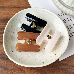 YJL Damen Haaraccessoires auf Lager 5cm Vintage <span class=keywords><strong>H</strong></span>-Form Einfarbige Plastik-Haarspange Haifischklammer Maßgefertigte Haarklammer Schnelle Lieferung - Product Image 2
