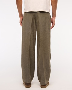 <span class=keywords><strong>Pantaloni</strong></span> Casual da uomo classici larghi in <span class=keywords><strong>misto</strong></span> <span class=keywords><strong>lino</strong></span> con chiusura a bottone - Product Image 4