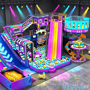 Aoleao Custom Cyber Space Indoor Trampoline Park Ball <b>Pool</b> <b>Slide</b> Trampoline Interactive for Kids Soft Play CE TUV Certified - Product Image 1