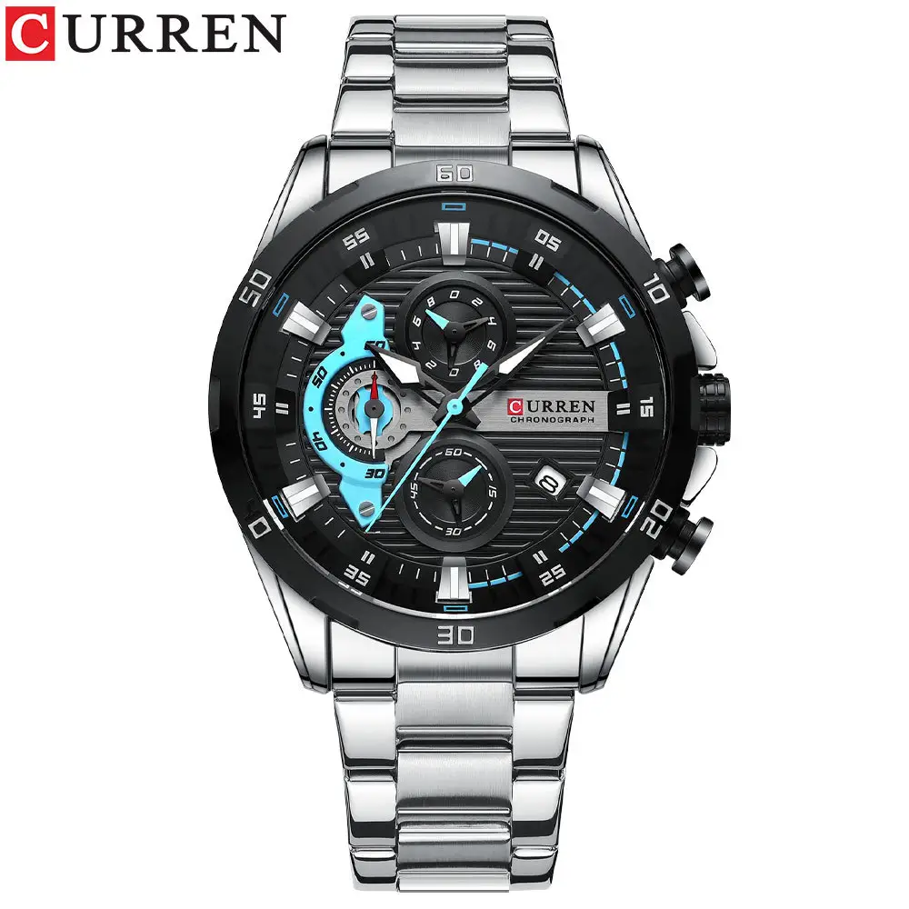 Whosale CURREN 8402 Reloj de cuarzo para hombre Movimiento japonés Moda 6 manecillas con fecha Reloj analógico resistente al agua para hombre