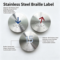 Étiquette braille en acier inoxydable Xiao Yao pour ascenseur, personnalisée avec numéros de étage, flèches et points en relief