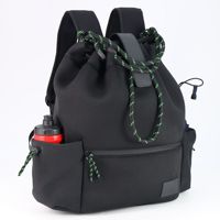 Sac à dos pour ordinateur portable multifonctionnel unisexe personnalisé unique noir imperméable en néoprène souple pliable léger avec sangle réglable