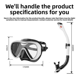 Taucherbrille mit Atemschlauch-Set, großem Rahmen und integrierten Silikon-Spiegelgläsern für Erwachsene, Männer und Frauen zum Schnorcheln - Product Image 3