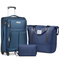 Valise en tissu de fabrication de luxe, grande capacité, 20 pouces, trolley, coque souple, légère, rouge, avec roulettes pivotantes pour voyage