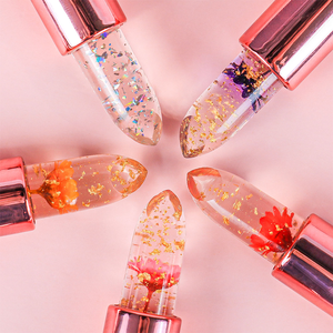 Vente en gros d'usine Rouge à lèvres hydratant végétalien rose <span class=keywords><strong>avec</strong></span> motif floral Nouvelle couleur transparente changeante Soin des lèvres - Product Image 3