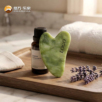 Jiwan Lejia - Logo personnalisé - Pierre de jade verte Xiuyan 100% naturelle - Masseur facial original Guasha - Gua Sha