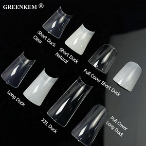Puntas de uñas de pato Cubierta completa Flare Clear Curved Duck Feet Style Media cubierta <span class=keywords><strong>Pies</strong></span> anchos falsos Extensión francesa XL Puntas de uñas de pato - Product Image 5
