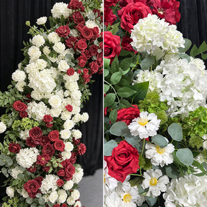 ซุ้มดอกไม้ประดิษฐ์สำหรับตกแต่งงานแต่งงาน สีแดงขาว ดอกกุหลาบ สไตล์โมเดิร์น ทำด้วยมือ คุณภาพสูง ใช้ซ้ำได้ รีไซเคิลได้ ทำจากผ้าไหม - Product Image 3
