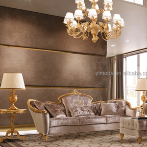 Royal Baroque Style Golden Foil Carving Wooden Chesterfield <strong>Crush</strong> Brown <strong>Velvet</strong> Palace <strong>Sofa</strong> Brown <strong>Velvet</strong> Tufted Baroque <strong>Sofa</strong> - Product Image 2