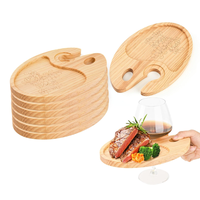 Plateaux à fromage ovales miniatures en bois naturel, planches à charcuterie en bois avec porte-vin, assiettes à apéritifs pour les fêtes