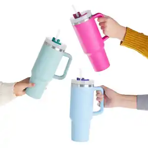 Biểu Tượng Tùy Chỉnh Chân Không Kim Loại Cốc Du Lịch Không Gỉ Mug 40Oz Cách Điện Xử Lý Cốc Có Nắp Đậy Và Rơm Cup Với Nắp Và Rơm