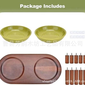 Comedero Doble de Madera para Mascotas, Elevado, para Perros y Gatos, con Forma Ovalada, Protección para la Columna Cervical - Product Image 5