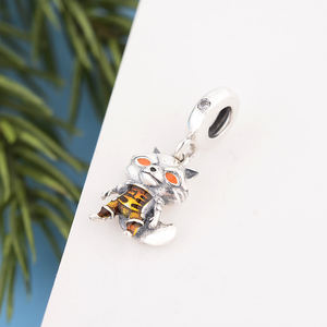 ใหม่925เงินสเตอร์ลิงการ์ตูนสุนัขจิ้งจอกสีส้มเคลือบตาห้อยลูกปัดเสน่ห์พอดีเดิมเสน่ห์สร้อยข้อมือเครื่องประดับทำ - Product Image 3