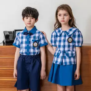 RG-شحن سريع فحص النسيج قميص و تنورة والسراويل الفرنسية زي مدرسي لصبي و الفتيات