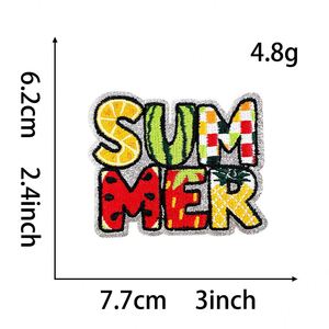 Patch thermocollant en tissu brodé de sequins, motifs été, plage, surf, lunettes de soleil, corail, pieuvre, serviette - Product Image 5