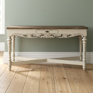 Modern French Style Solid Wood Hand Carved <b>Console</b> <b>Table</b> Drawer Antique White Painted Living Room Furniture for Apartment Hotel - Product Image 2