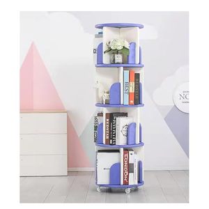 Librería Giratoria de Madera Multifuncional Fácil de Mover, Librería Giratoria de Madera Morada para Niños Pequeños - Product Image 1