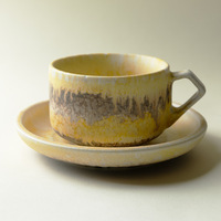Tasse à café en céramique au four rétro de style japonais ensemble de soucoupes tasse à thé de l'après-midi prête pour la fête micro-ondes et lave-vaisselle
