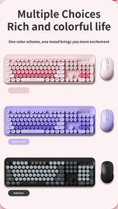 Full Size Punk Retro Round Key Mixed Color Office Quiet 2.4G Wireless Keyboard and <b>Mouse</b> Set <b>for</b> <b>Computer</b> - Product Image 2