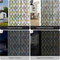 Película de PVC para Ventanas con Efecto Vitral, Privacidad, Bloqueo UV, Adhesión Estática, para Hogar, Cocina, Oficina, Baño, Diseño de Láminas Rectangulares Doradas con Efecto Arcoíris