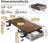Plateau d'extension de bureau à clipser avec tiroir de rangement, repose-bras et support de clavier pour bureau et maison