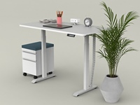 Bureau d'ordinateur moderne en bois massif OMNI, poste de travail PC, bureau assis-debout, bureau à domicile, bureau électrique réglable en hauteur