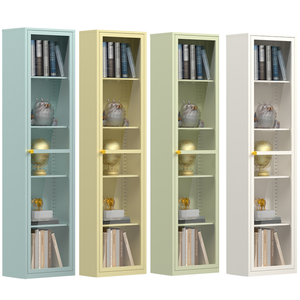 Vitrine moderne en métal, armoire de rangement en métal pour la maison, vitrine haute et étroite pour le salon, bibliothèque avec porte en verre - Product Image 2