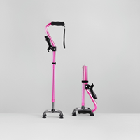 Canne pliante à quatre pieds en alliage d'aluminium, antidérapante, pour personnes âgées, réglable et télescopique, nouveautés