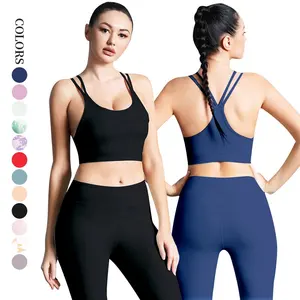 Wholesale Top Quality Full Coverage Workout Gym Sports Bra Activewear Tops Fitness Women Yoga Bra Pants Spandex / Polyester