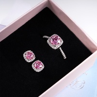 Ensemble exclusif bague et boucles d'oreilles en moissanite 1 carat pour femme et homme ; Bijoux rose à taille facetée les plus vendus avec évaluation nationale