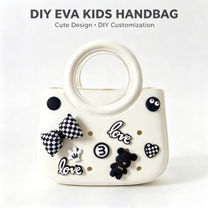 DIY EVA Kids Handbag Cute Cartoon Design <b>Bow</b> Decor Open Top Dual Handles Waterproof <b>Large</b> Capacity for Girls Daily Use - Product Image 1