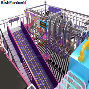 Équipement de jeu interactif commercial pour enfants coloré sur le thème des parcs d'attractions, personnalisé en gros, aire de jeux intérieure pour enfants avec toboggan - Product Image 3