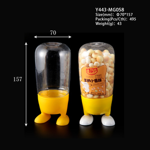 Bouteille pour bébé en PET de 400 ml, motif dessin animé mignon, qualité alimentaire, pot de rangement <span class=keywords><strong>Mickey</strong></span>, récipient personnalisé, imprimé rose, transparent, en plastique, pour bonbons - Product Image 3