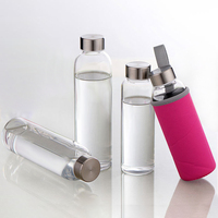 Bouteilles d'eau potable en verre borosilicaté de 500ml 1000ml avec manchon