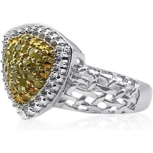 แหวนเพชร Jewelspaark 0.39 กะรัต ทรงกลม สีเหลืองแฟนซี ชุบโรเดียม เงินแท้ 925 เครื่องประดับหมั้นทันสมัยสำหรับผู้หญิง - Product Image 5