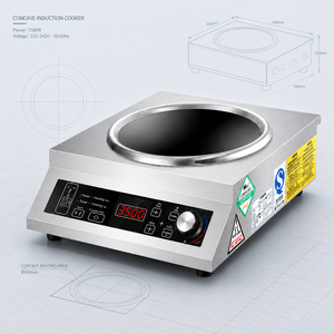 Professional 3500W Concave Fryer Space-saving Tabletop Induction Wok with Adjustable Feet for Restaurant Hotel Canteen Cafe - Product Image 1