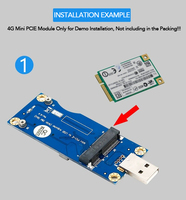 Adaptador Inalámbrico Interno Mini PCI-E MPCIe de 52 Pines a USB 2.0 con una Ranura para Tarjeta SIM VER 5.0 para Módem GSM WWAN 3G 4G LTE