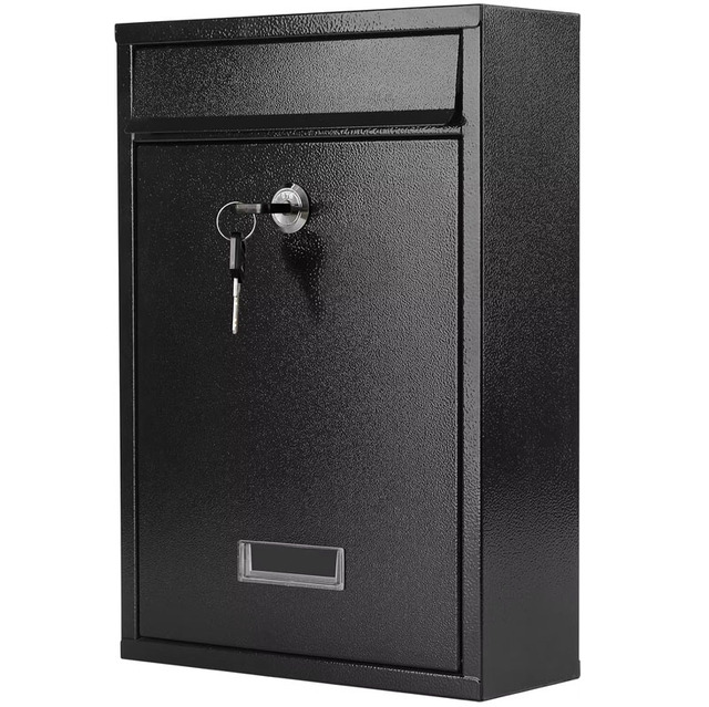 Mailbox for Outside, Wall Mount Locking Mailbox, Security Drop Box with Key Lock for Letters, Cash, Cards