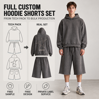 Ensemble sweat à capuche et short IKDEER personnalisé, délavé, avec ourlet effiloché et motif étoile, tenue deux pièces pour homme, idéal pour le quotidien et le streetwear