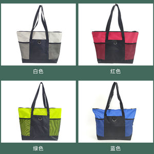 Sac fourre-tout en tissu Oxford 46x32x12cm avec grande poche horizontale en maille vert noir - Product Image 5