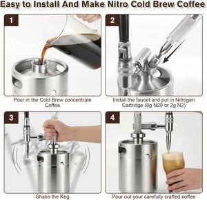 Macchina per Caffè Nitro Cold Brew da 64oz con <span class=keywords><strong>Valvola</strong></span> di Sicurezza e Rubinetto per Crema per Amanti del Caffè - Product Image 4